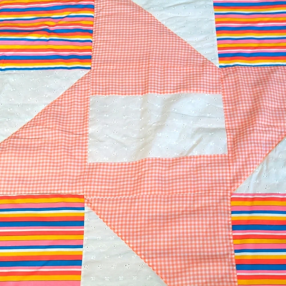 Vintage Handmade Child's Comforter Quilt or Picnic Blanket for Summer